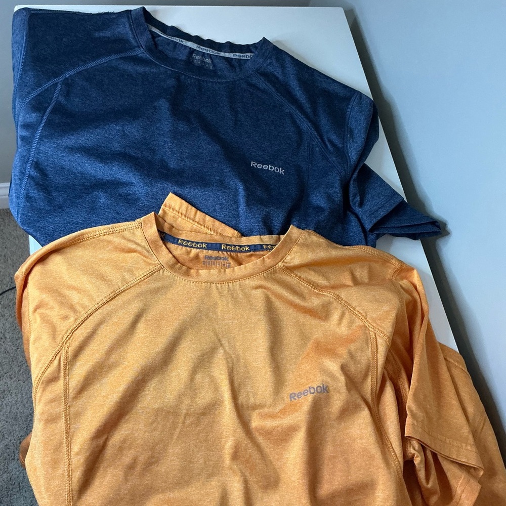 Reebok Men's Blue and Orange Athletic Shirts